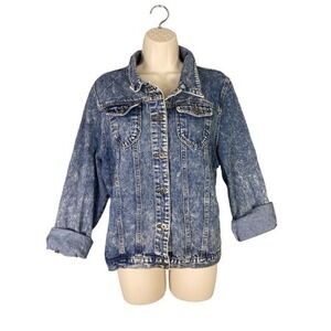 Denim Jacket Acid Wash Women's‎ XL Cropped Stylish Comfortable Outerwear Trendy